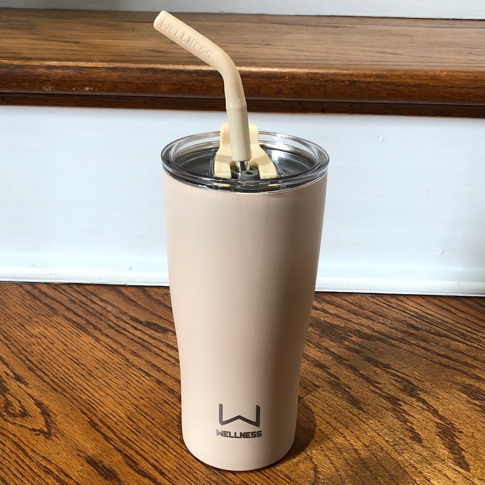 Wellness 20-oz. Double-Wall Stainless Steel Tumbler with Metal Straw - Like New!